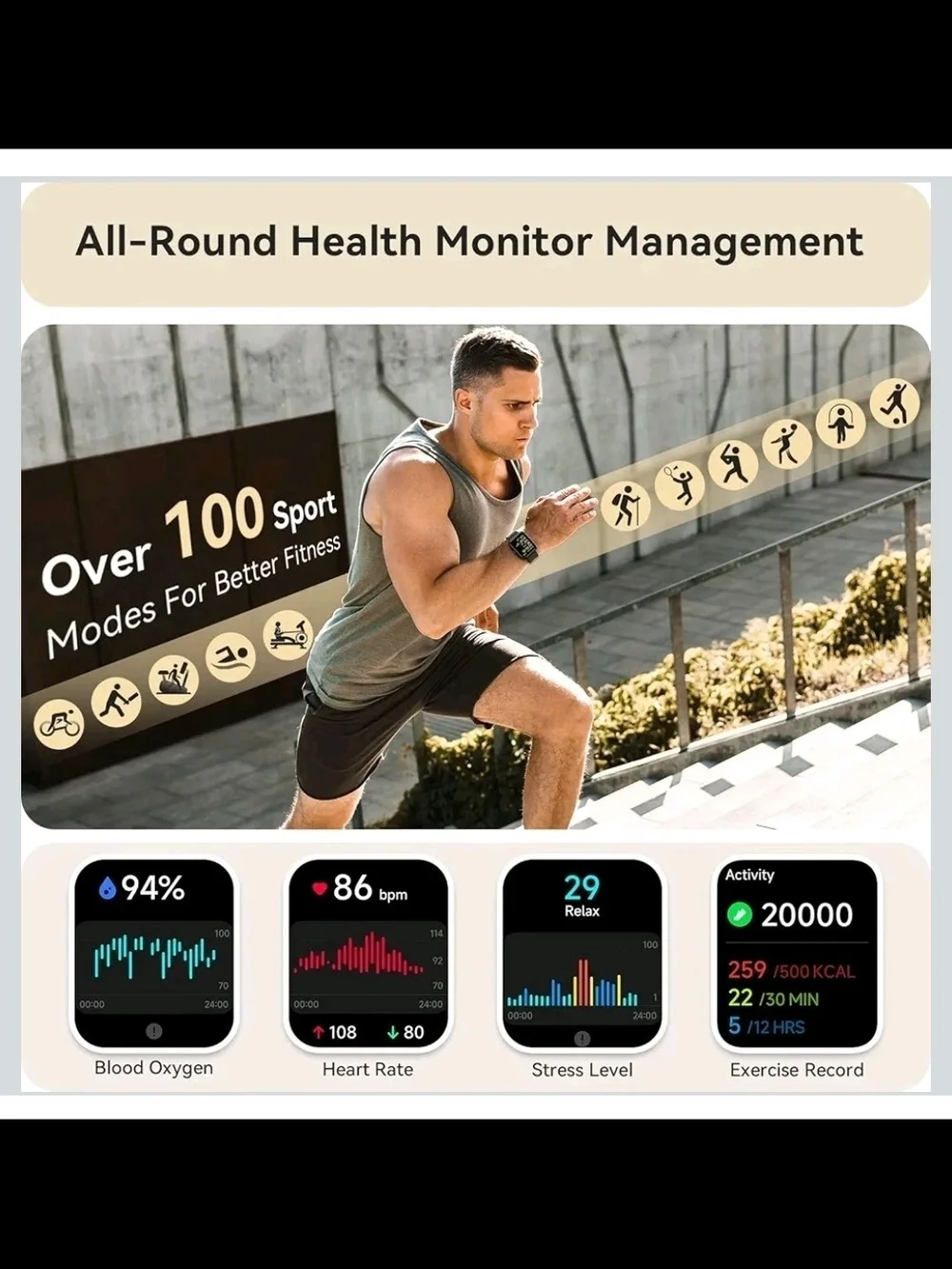 Black Smartwatch with Health Tracking and Call Alerts